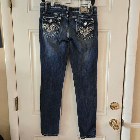 Twelve K Y2K Rhinestone Jeans Women's Size 9 Low Rise Vintage 12K Embellished - Picture 2 of 12